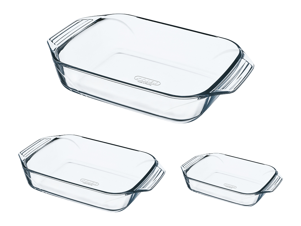 Набір форм для запікання Pyrex, боросилікатне скло, 2/3/4л, 3шт, (ціна за набір)