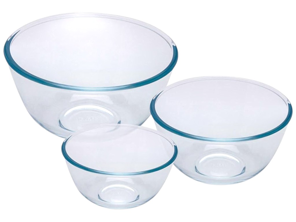 Набор мисок Pyrex, боросиликатное стекло, 0,5л,1л,2л, 14см,17см, 21см (цена за набор 3шт)