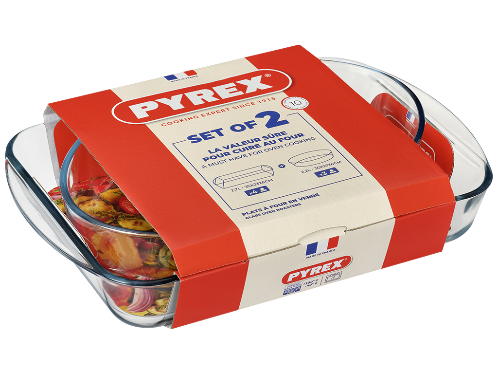 Набор форм стеклянных Pyrex, прямоугольная 35х23см, овальная 30х21см (цена за набор 2шт) 34264700076