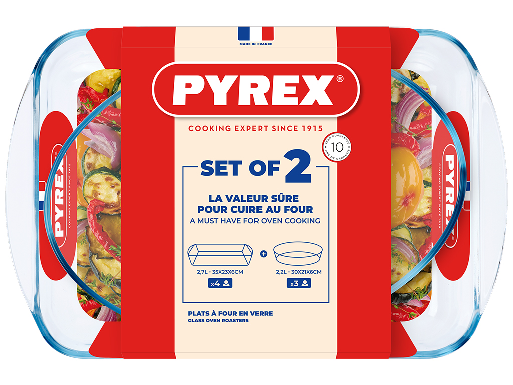 Набор форм стеклянных Pyrex, прямоугольная 35х23см, овальная 30х21см (цена за набор 2шт) 34264700076
