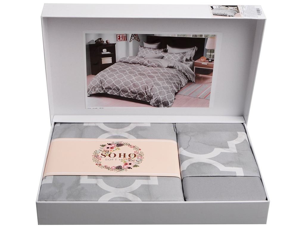 Комплект постельного белья Soho Евро Lounge, 200x230см, Chic Grey, 6900069941778