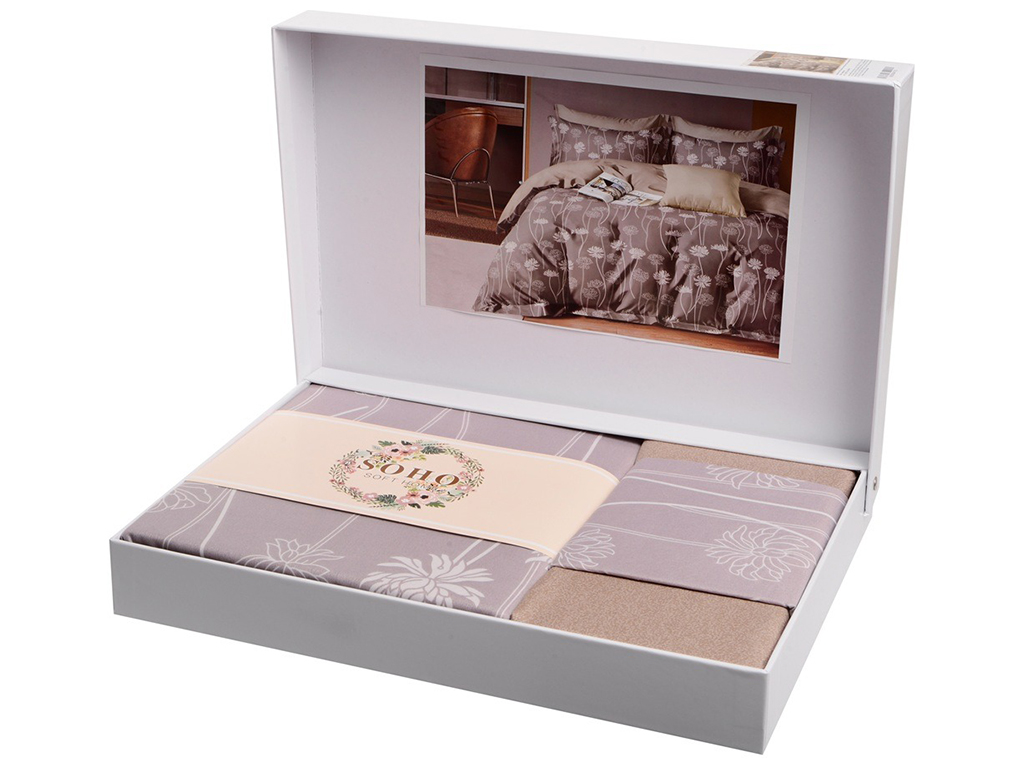 Комплект постельного белья Soho Евро Lounge, 200x230см, Allore Cappuccino, 6900069941792