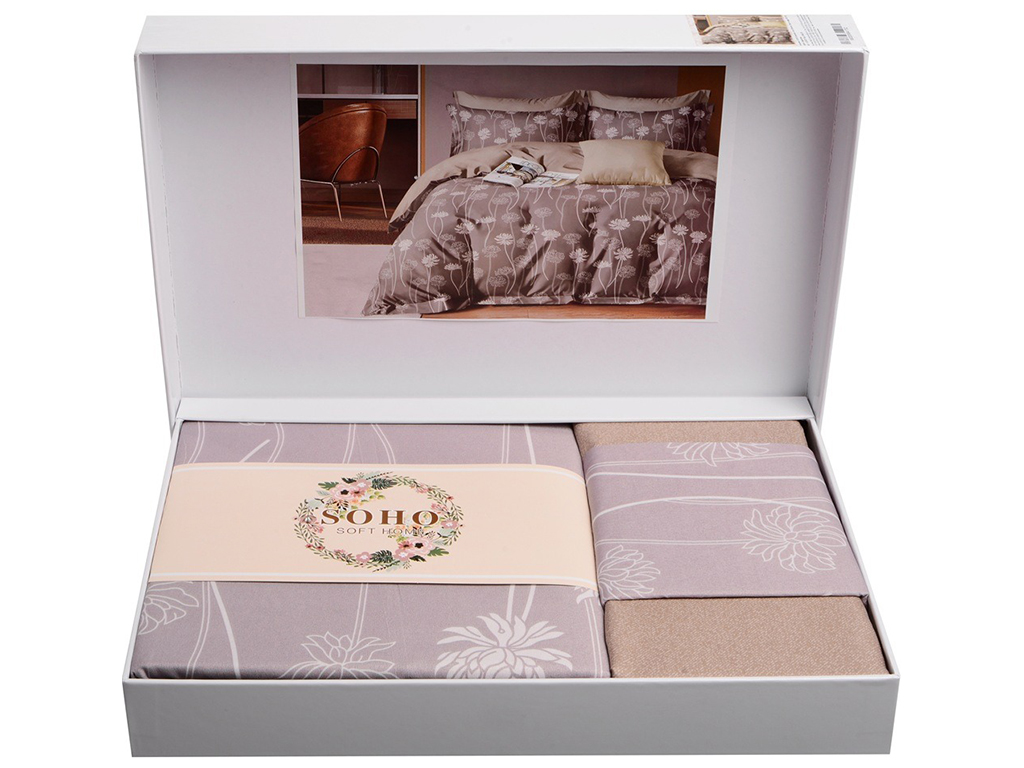 Комплект постельного белья Soho Евро Lounge, 200x230см, Allore Cappuccino, 6900069941792