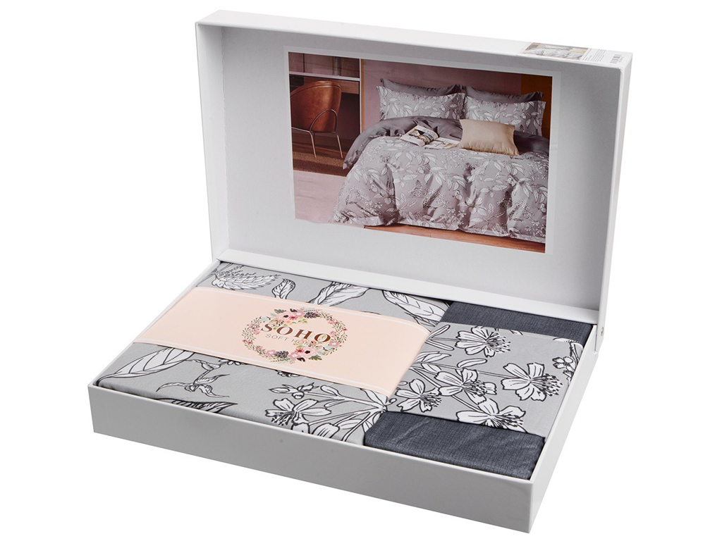 Комплект постільної білизни Soho Євро Lounge, 200x230см, Veneziana Grey, 6900069941822
