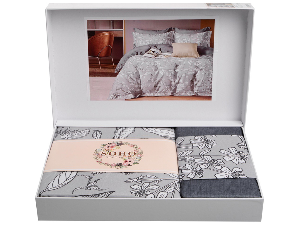 Комплект постільної білизни Soho Євро Lounge, 200x230см, Veneziana Grey, 6900069941822