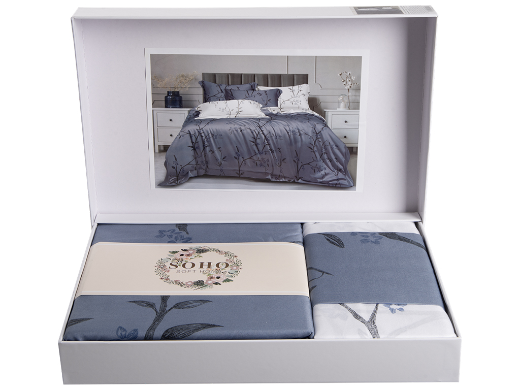 Комплект постельного белья Soho Евро Lounge, 200x230см, Eleganze Blue, 6900069942010