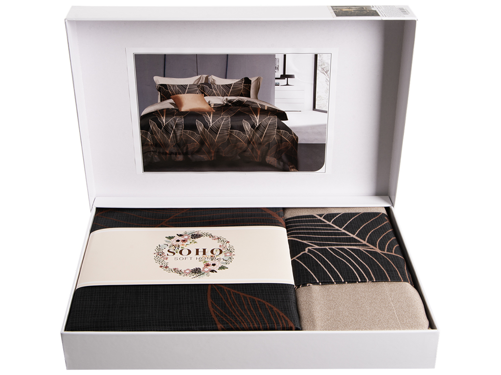 Комплект постельного белья Soho Евро Lounge, 200x230см, Glam Brown, 6900069942034