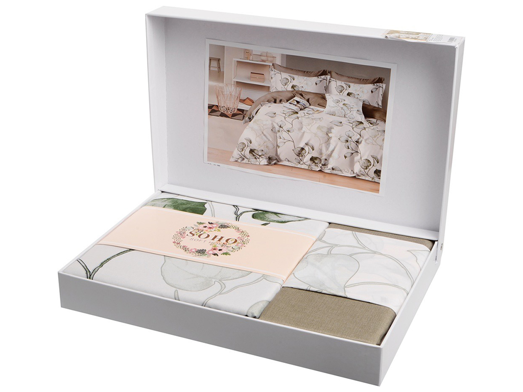 Комплект постельного белья Soho Евро Lounge, 200x230см, Flowers Olive, 6900069989039