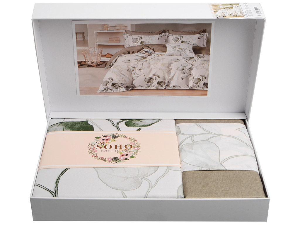 Комплект постельного белья Soho Евро Lounge, 200x230см, Flowers Olive, 6900069989039