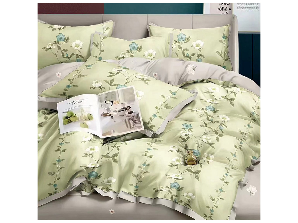 Комплект постільної білизни Soho Євро Elle Flower Olive Grey, 200х230см, 6900069991780