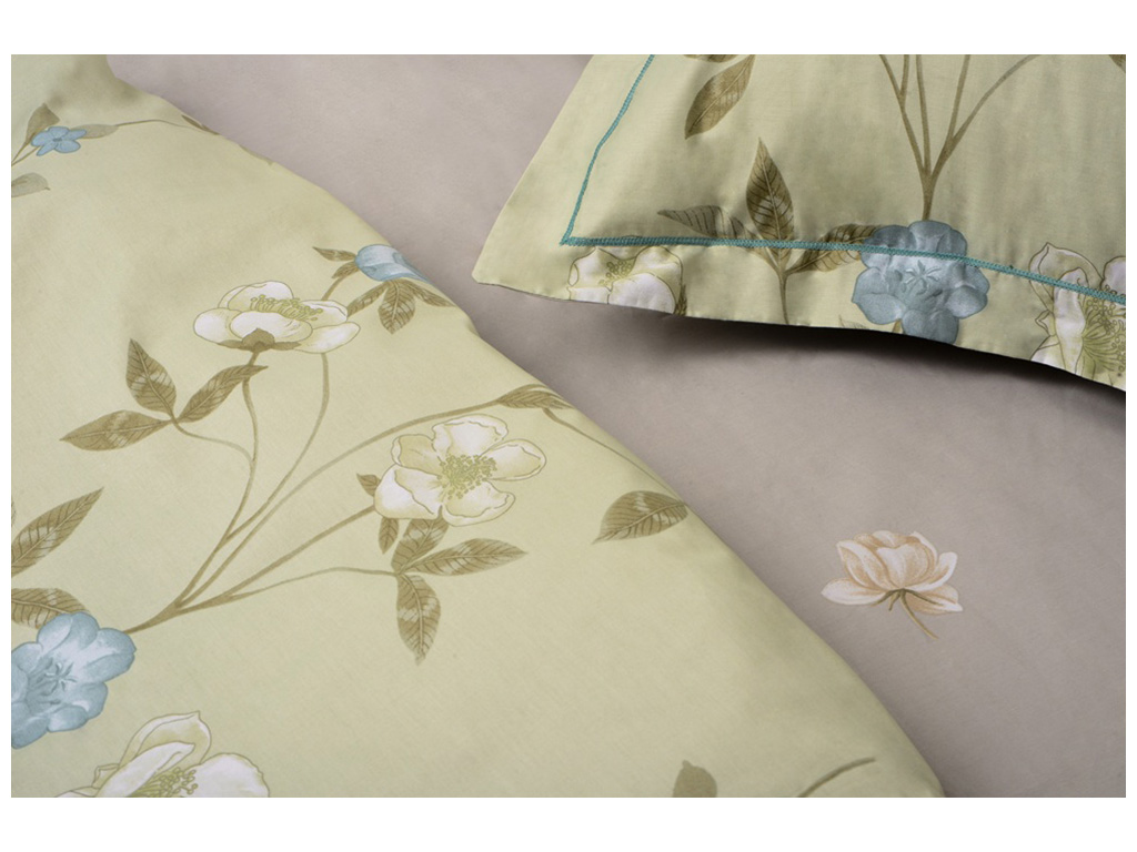 Комплект постільної білизни Soho Євро Elle Flower Olive Grey, 200х230см, 6900069991780