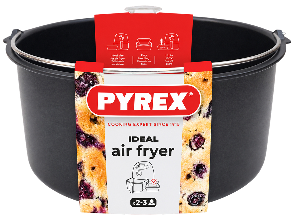 Форма для аэрогриля Pyrex AirFryer, углеродистая сталь, 1,6л, 20×19×7,5см, цвет черный