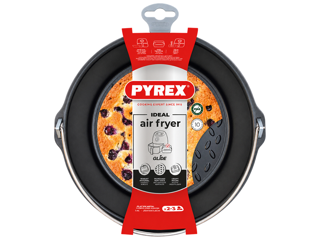 Форма для аэрогриля Pyrex AirFryer, углеродистая сталь, 1,6л, 20×19×7,5см, цвет черный