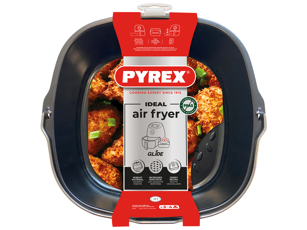 Форма для аэрогриля Pyrex AirFryer, углеродистая сталь, 1,9л, 22×21×7,5см