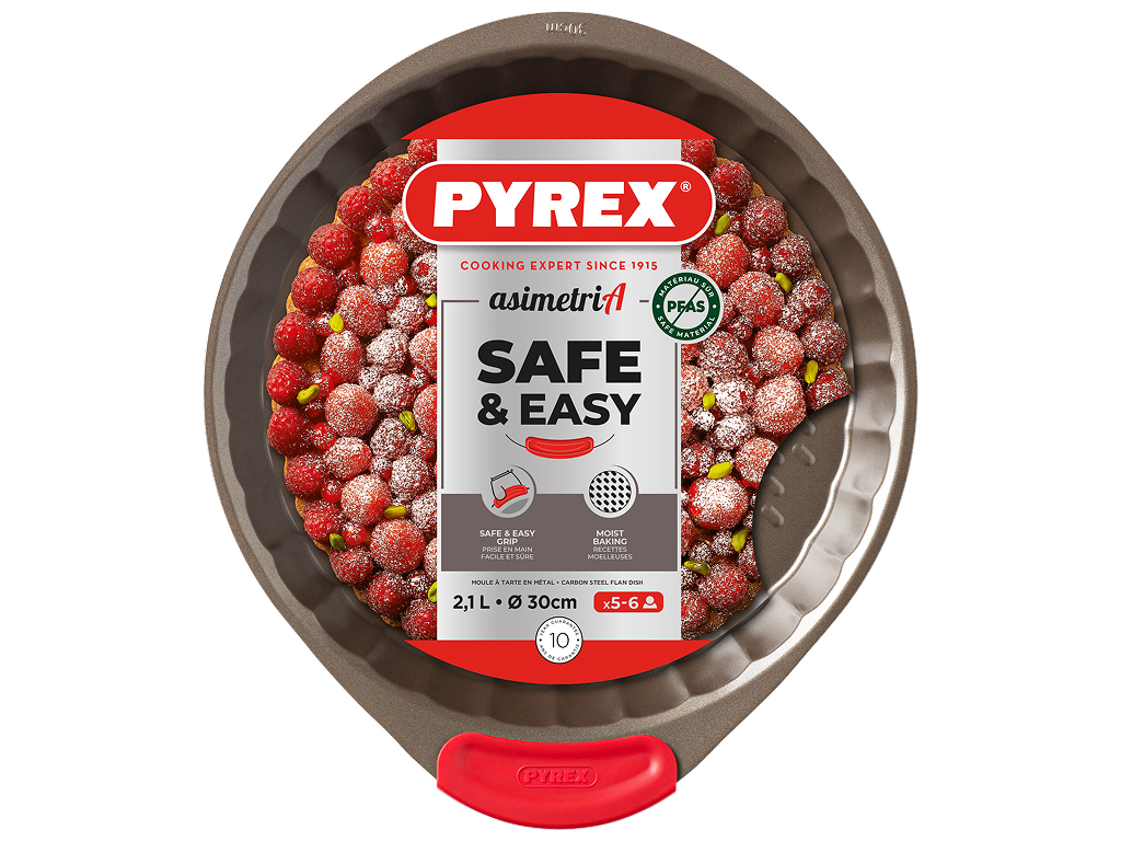 Форма для пирога Pyrex New Asimetria, углеродистая сталь, силикон, 30см, 2,1л