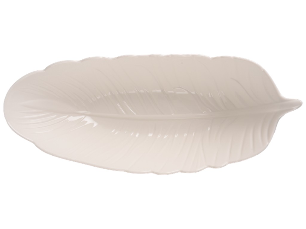 Блюдо Led Deep Leaf White, овальна, порцеляна, 35×14×8см, колір білий