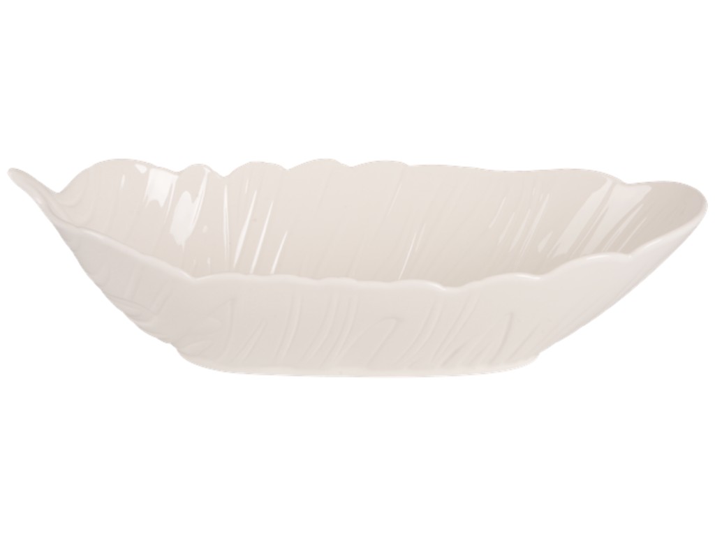 Блюдо Led Deep Leaf White, овальна, порцеляна, 35×14×8см, колір білий