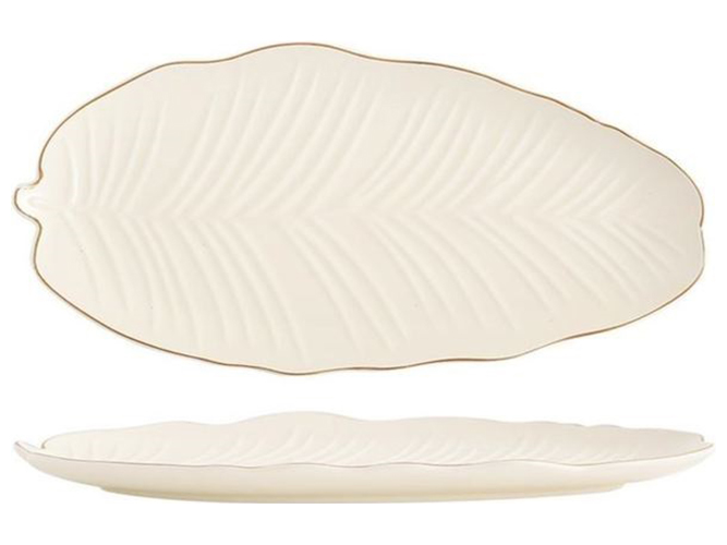 Блюдо Limited Edition Leaf Cream Gold, 30x16,8см, овальне, 6900069906739