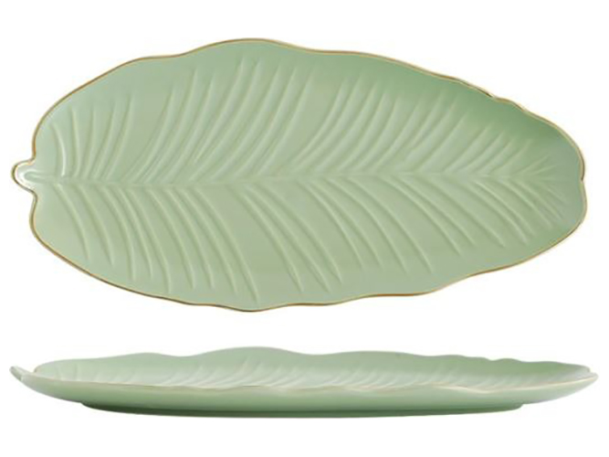 Блюдо овальне Limited Edition Leaf Green Gold, 30x16,8см, 6900069906746