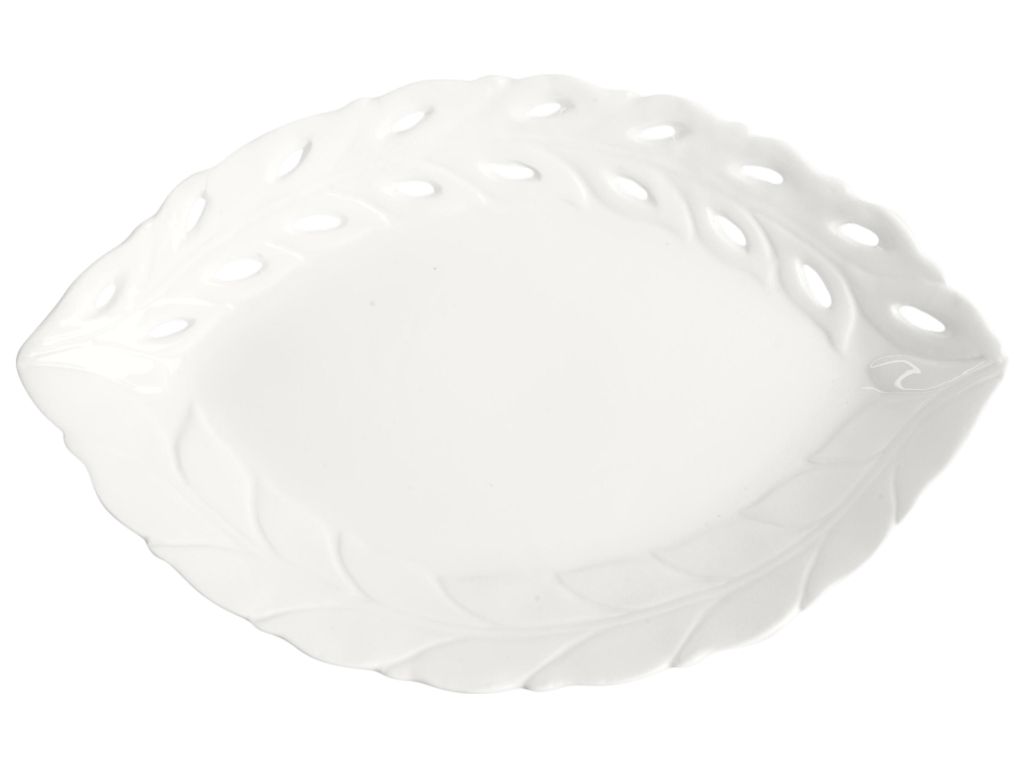 Блюдо Led leaf lace, 25.5×16 см, овальная форма, цвет белый