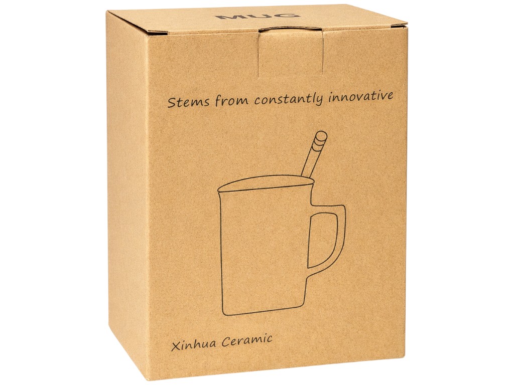 Чашка Led Love Is С, с крышкой и ложкой, фарфор, бамбук, 360мл, цвет белый