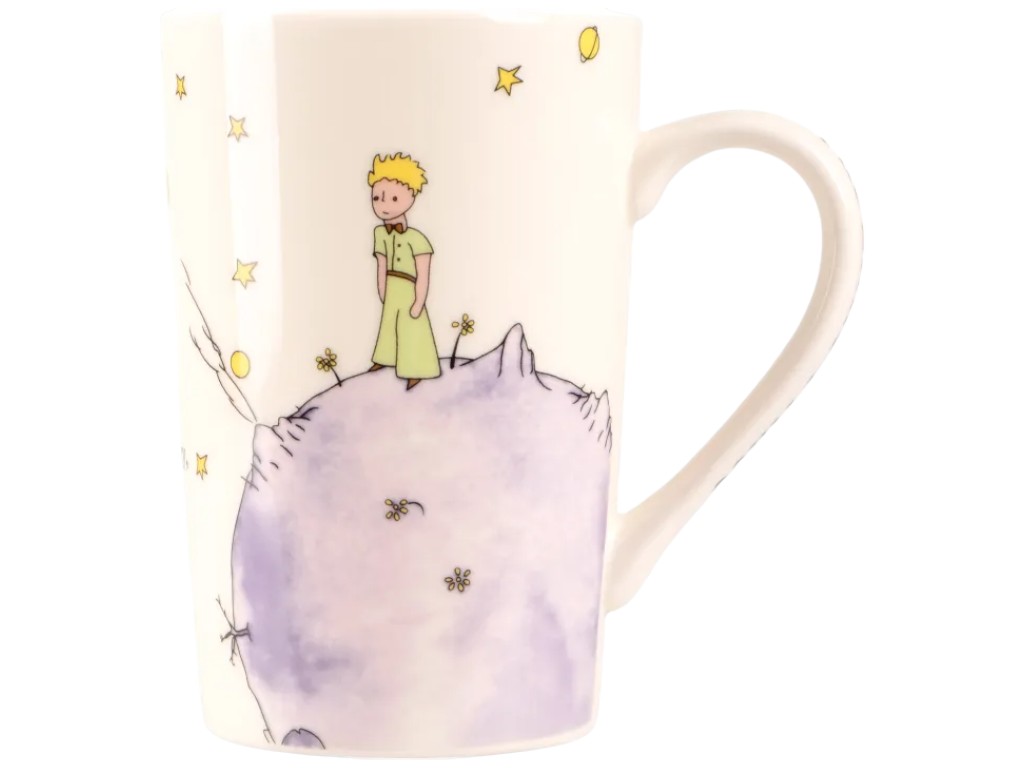 Чашка Led Little Prince, з кришкою та ложкою, порцеляна, бамбук, 360мл, колір бежевий