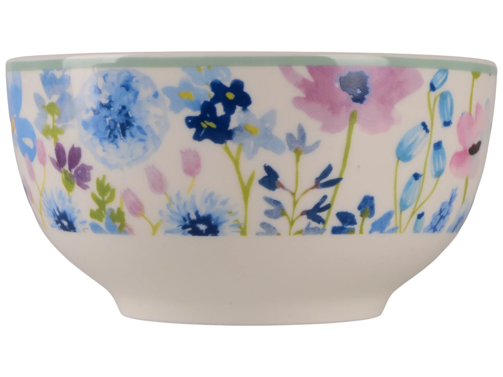 Сервиз столовый Limited Edition Flowers Blue, чашка, пиала, 345мл, 480мл, фарфор, цвет кремовый