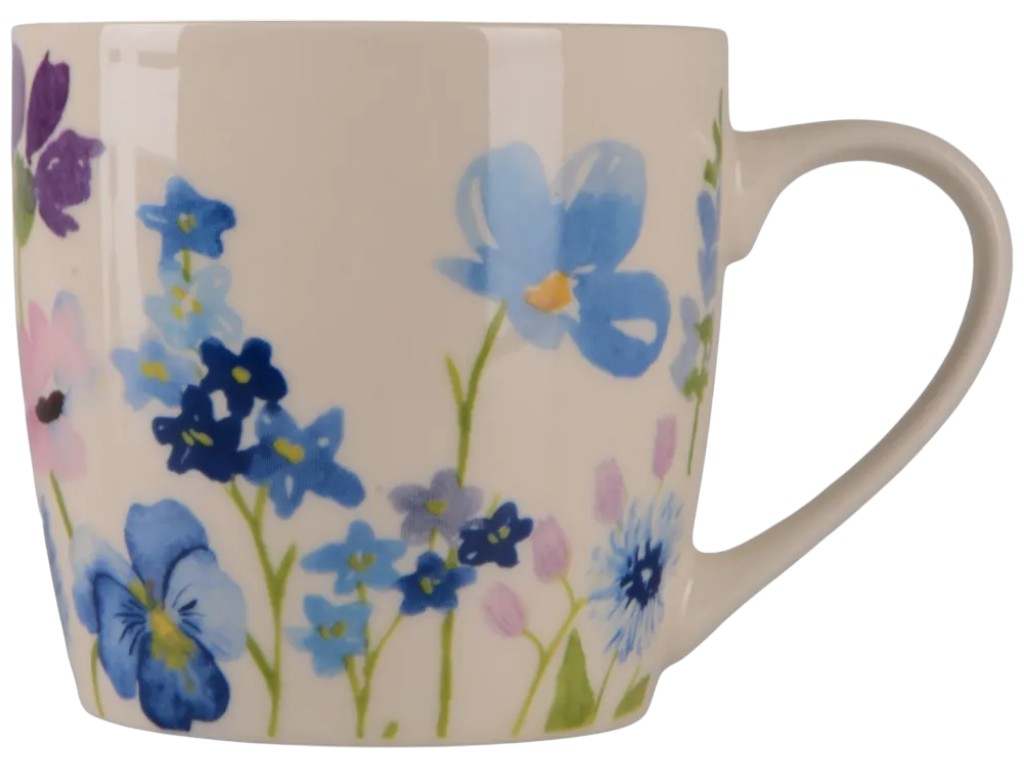 Сервиз столовый Limited Edition Flowers Blue, чашка, пиала, 345мл, 480мл, фарфор, цвет кремовый