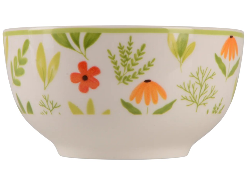 Сервіз столовий Flowers Green, чашка, піала, порцеляна, 345мл, 480мл, колір кремовий