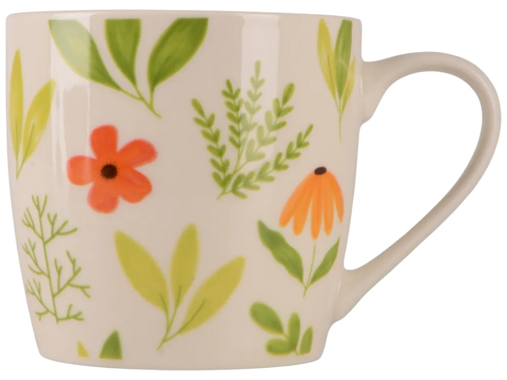 Сервіз столовий Flowers Green, чашка, піала, порцеляна, 345мл, 480мл, колір кремовий
