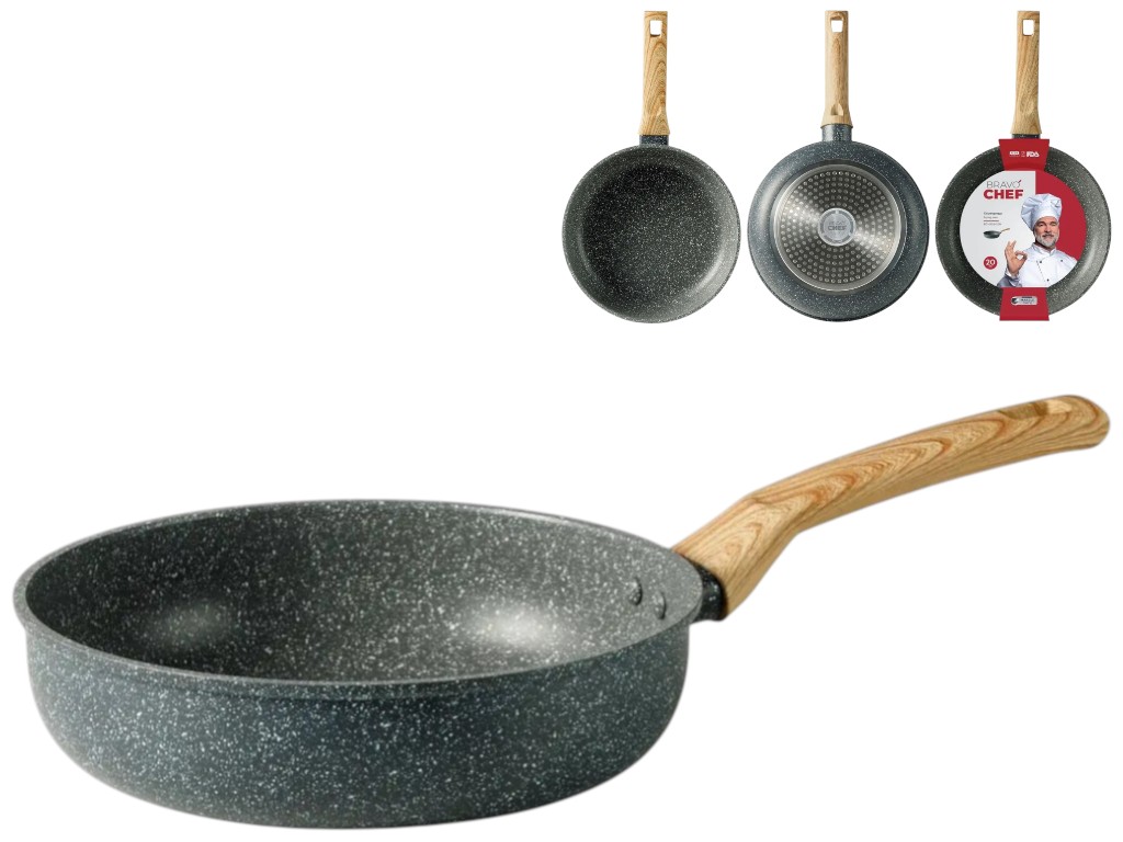 Сковорода глубокая Bravo Chef, кованый алюминий, 20см, цвет серый