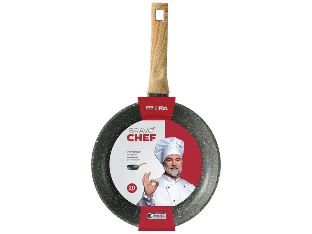 Сковорода глубокая Bravo Chef, кованый алюминий, 20см, цвет серый