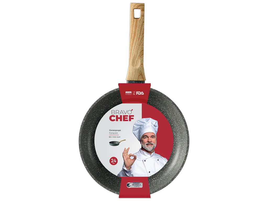 Сковорода Bravo Chef, алюміній, антипригарне покриття, 24см