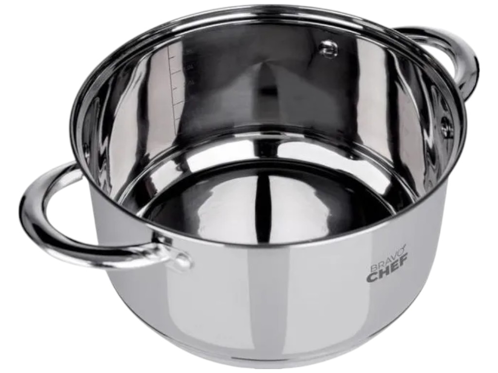 Кастрюля Bravo Chef, с крышкой, нержавеющая сталь, 3,6л, 20см, цвет серебристый