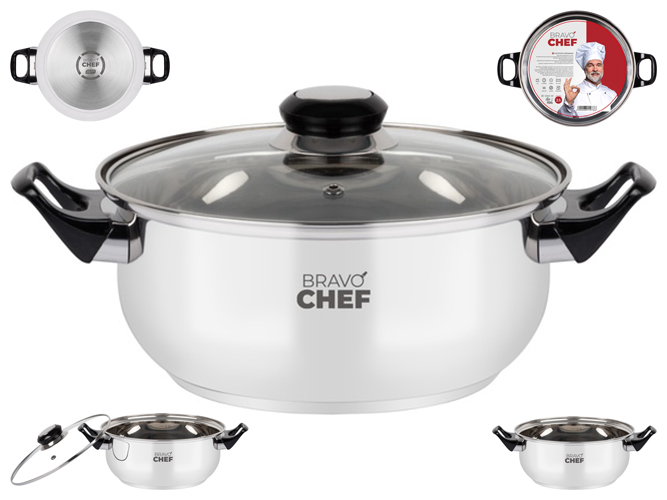 Кастрюля Bravo Chef, с бакелитовыми ручками, 24см, 4,5л, 6900068110809