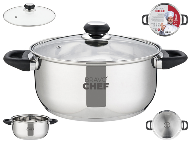 Кастрюля Bravo Chef L'Appetit, 20см, 2,7л, с бакелитовыми ручками, 6900068378018