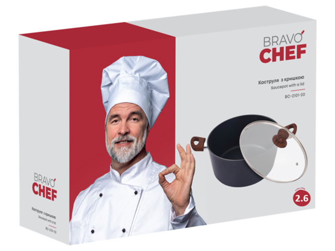 Каструля класична Bravo Chef, 20см, 2,55л, з кришкою