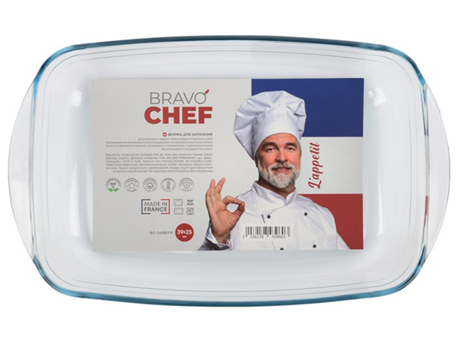 Форма скляна Bravo Chef, прямокутна, 39х25х7см, 3156178439603