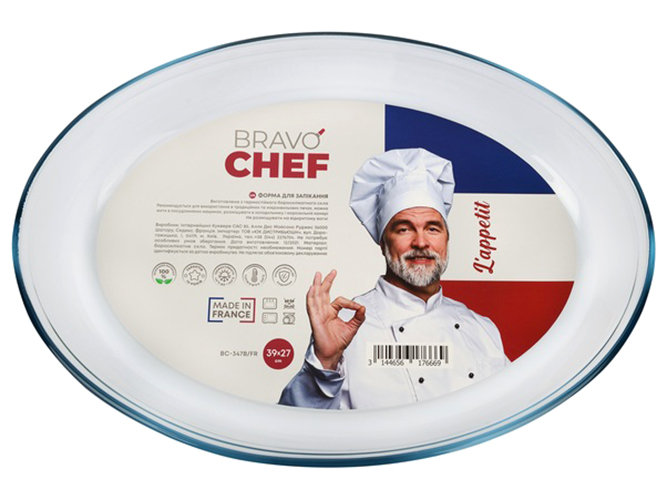 Форма скляна Bravo Chef, овальна, 35х24х6см, 3144656176669
