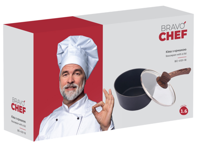 Ковш Bravo Chef, с крышкой, 18см, 1,6л, 6900068598843