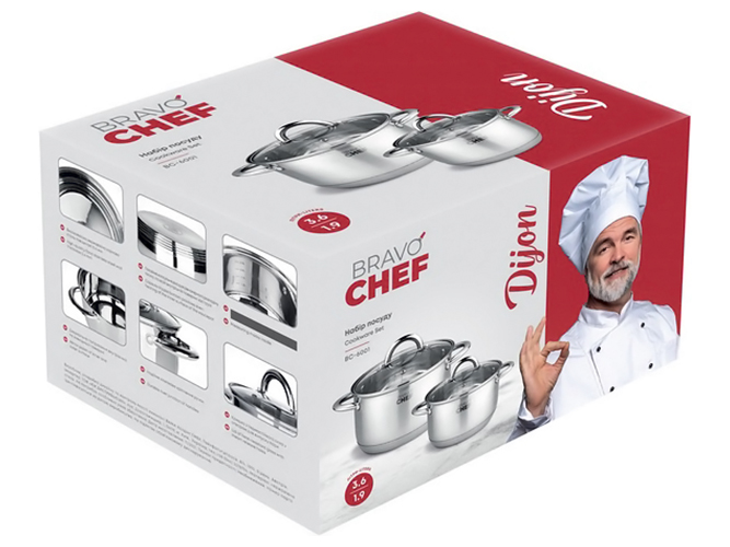 Набор кастрюль Bravo Chef, 1,9/3,6л (цена за набор 4 предмета) 6900067208880