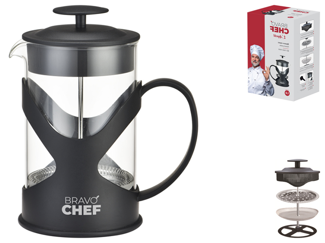 Френч-пресс Bravo Chef Lappetit, 1л, черный, 6900069082501