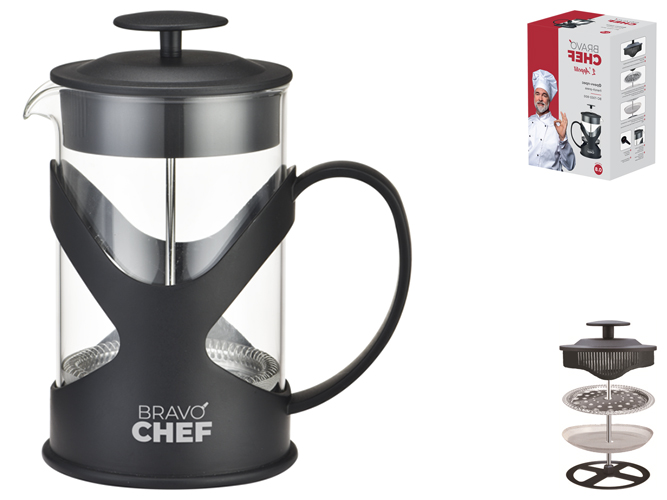 Френч-пресс Bravo Chef Lappetit, 800мл, черный, 6900069082495