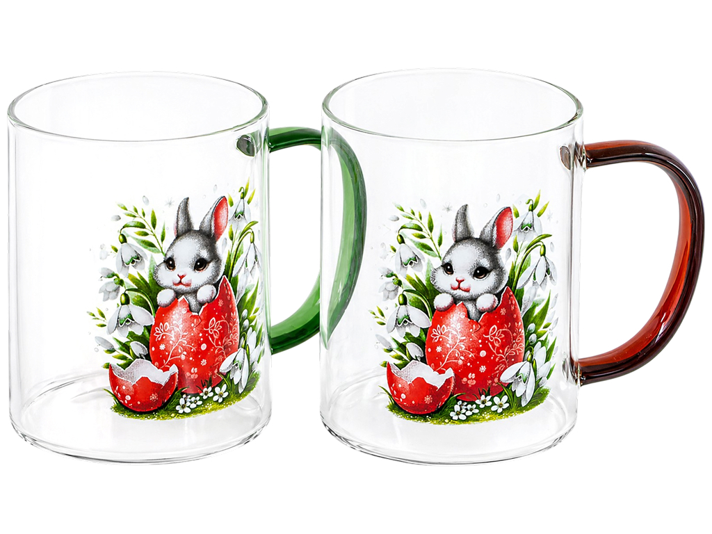 Набір чашок Viva Easter Rabbit A, скло, 2×430 мл (ціна за набір 2шт)