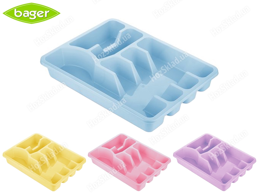 Лоток для столових приборів пластиковий Bager Large Mix 38х30х5см (кольори асорті) 30322