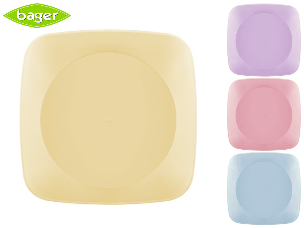 Тарелка квадратная пластиковая Bager "Clover Square Mix" 17х17см (цвета ассорти) 30728