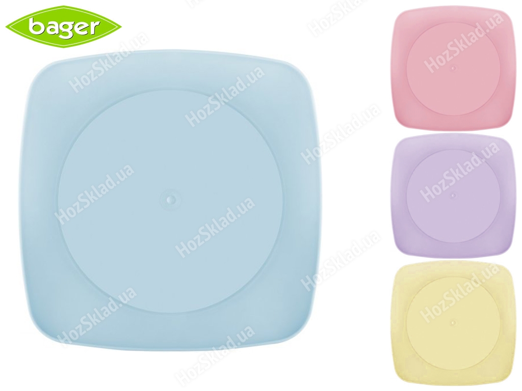 Тарілка квадратна пластикова Bager Clover Square Mix 23х23см (кольори асорті) 30742