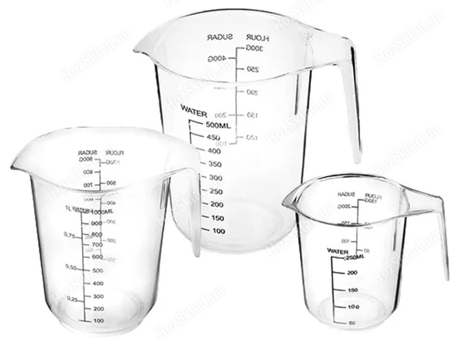 Набор мерных стаканов Bager Aqua SET, пластиковых, 250мл/500мл/1л, 8697853096735