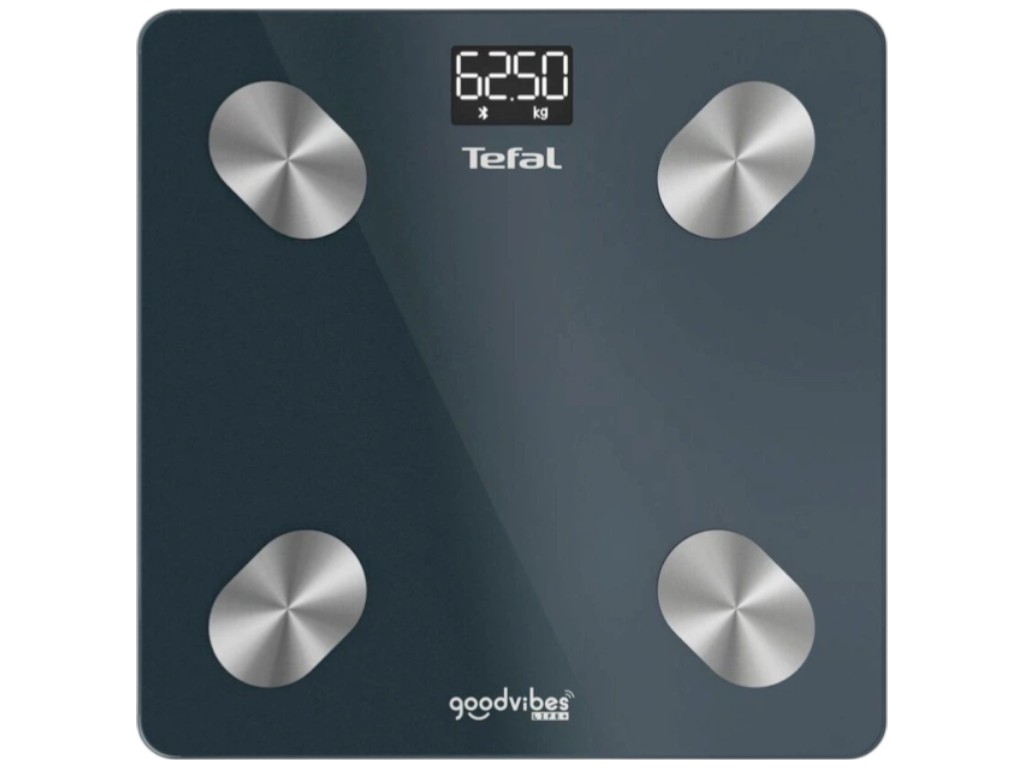 Смарт-ваги підлогові Tefal, 180кг, 3хAAA, Bluetooth, скло, 30x30х2,5см, колір чорний