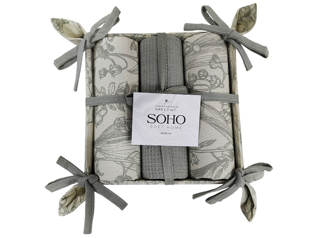 Набір рушників Soho Grey, 40х60см, бавовна 100% (ціна за набір 3шт) 8900070543075